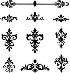 Fototapeta premium Vintage Ornamental Flourish & Damask Design Elements – Elegant Vector Bundle 