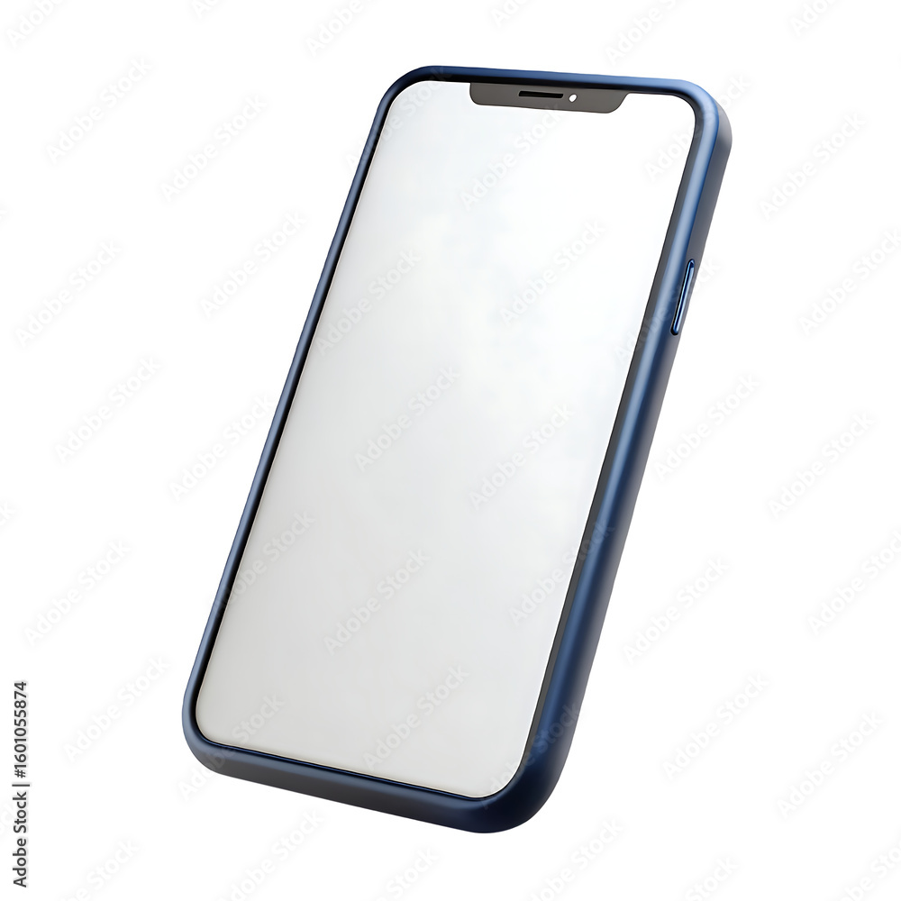 Poster modern smartphone with blank screen isolated on transparent background