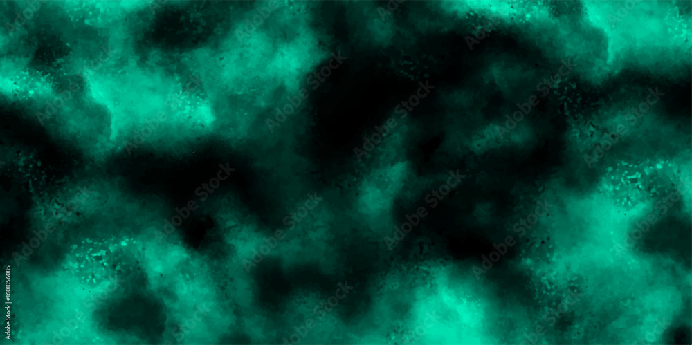 Poster abstract vivid, teal-green cloudy texture background with soft gradients and smoky, diffuse shapes. 