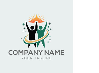 Business Unity Logo – Team Reaching Goal Star Symbol Vector Illustration