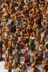 Belen figures in a market stall, traditional Christmas figures - stock photo