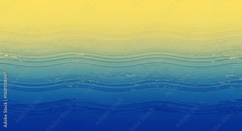 Poster Wavy lines create a gradient background transitioning from yellow to blue