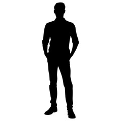 Standing Man Silhouette – Casual Stylish Vector Illustration