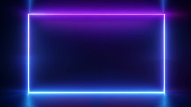 Futuristic neon frame glowing with purple and blue tones, minimal digital tech border loop.
