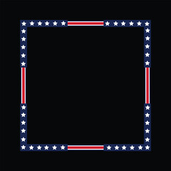 Patriotic stars and stripes border frame.