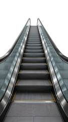 Perspective View of an Ascending Escalator with Transparent Isolated Backdrop, Leading to Unknown