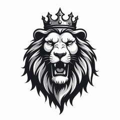 Fototapeta premium monocrome lion head roaring vector