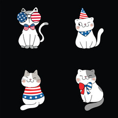 Cute patriotic cats cartoon collection.