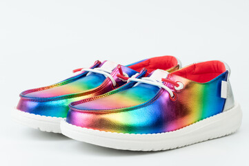 Colorful rainbow sneakers designed for fun and casual outings in modern style