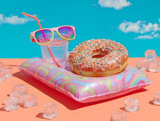 Cool Donut on Vacation – Funny Summer Food Concept Generative AI