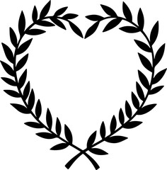 Heart-Shaped Laurel Wreath Silhouette vector 