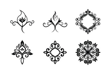 Timeless vintage design motifs and flourishes set Silhouette Vector illustration