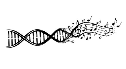 Fototapeta premium Genetic Melody: DNA Helix Intertwined with Musical Notes Illustration 