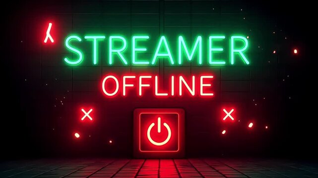 Streamer offline screen neon background for twitch youtube gaming channel video end screen animated background