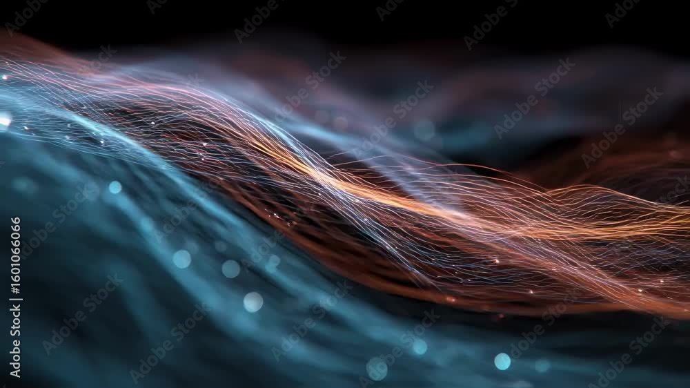Poster smooth, elegant lines creating a futuristic wave pattern, illustrating innovation in digital technol