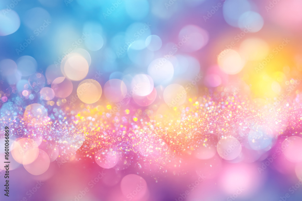 Poster abstract colorful bokeh lights with sparkling glitter effect