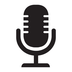 Black microphone symbol icons for media, voice recording, broadcasting, and podcasting themes—suitable for digital design, tech branding, or streaming visuals.