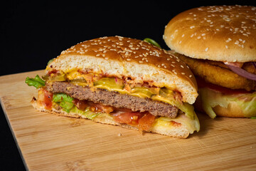 juicy burger with beef cutlets