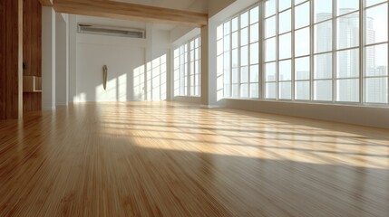 Obraz premium Empty modern loft space with large windows