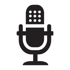 Versatile microphone silhouette collection showcasing wired, wireless, vintage, and studio microphones—perfect for logos, podcasts, and audio tech presentations.