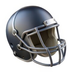 Fototapeta premium A dark gray american football helmet with a silver facemask isolated on white background