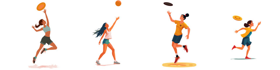 Girls playing frisbee,
