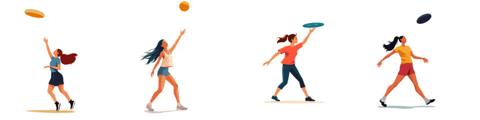 Girls throwing frisbee, 