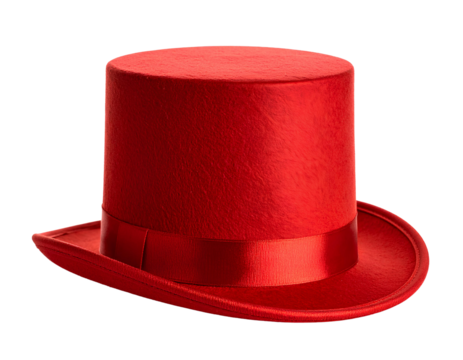 Elegant Red Top Hat Isolated on transparent background for Formal Events and Celebrations - Powered by Adobe