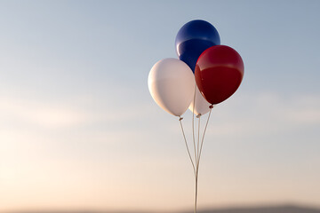 holiday festivities, tricolor balloons soaring in the sky for independence day festivities, with a blurred background