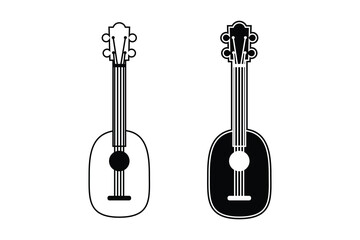 Ukulele art silhouette vector out line art on white background