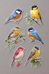 Icons of the Caucasus bird stickers, hand-drawn, original beautiful approach and execution