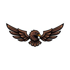 Fototapeta premium A stylized illustration of a brown eagle with outstretched wings, ready for flight.