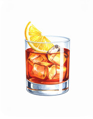 glass of whiskey with ice