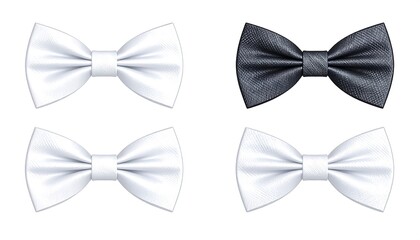 Naklejka premium Four bow ties, two white, two black