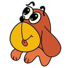 cute dog with raised eyebrows asking for something and waiting, brown, head and paws