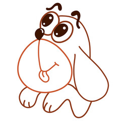 cute dog with raised eyebrows asking for something and waiting, brown outline, head and paws