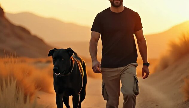 Cane corso walking confidently beside its owner