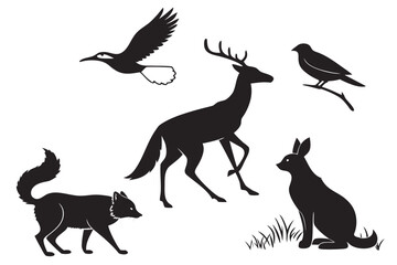 miscellaneous animals sihouette black vector