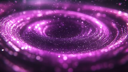 Purple swirling abstract design with glowing particles.