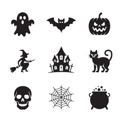 Fototapeta premium Bundle vector silhouette of halloween