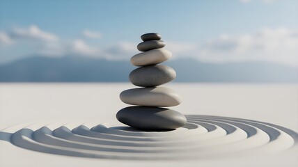 Find inner peace with this zen stone stack image for mindfulness and meditation projects today