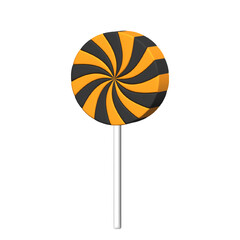 Spiral orange and black lollipop with swirl design