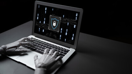AI artificial intelligence strengthens cybersecurity with intelligent threat detection, virtual...