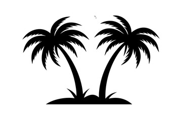 Obraz premium Tropical palm tree silhouette vector design for summer vacation and travel logo