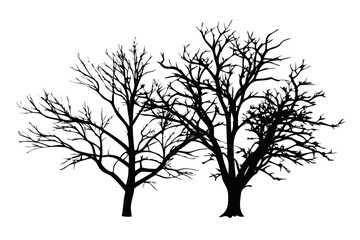 Silhouette tree vector graphic design element for autumn and winter season art