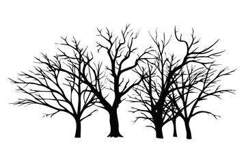 Obraz premium Silhouette trees vector graphic design for autumn and winter landscapes scene art
