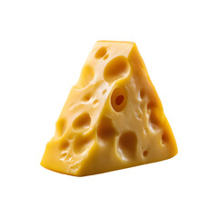 Wedge of swiss cheese with holes isolated on transparent background