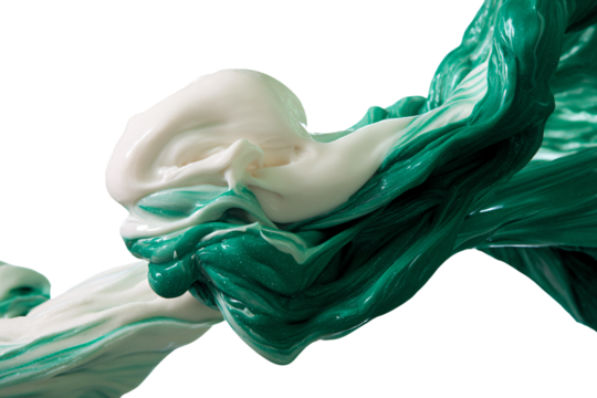 a green and white statue of a woman with a face