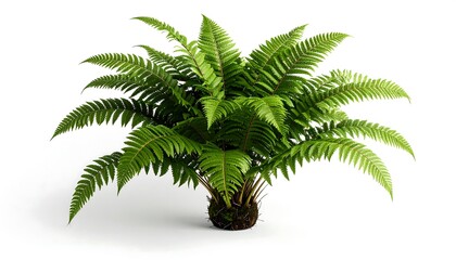 Obraz premium Lush fern plant against white background