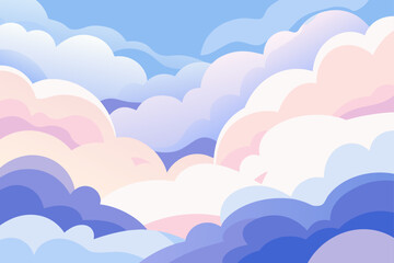 Abstract pastel clouds in a serene sky blue